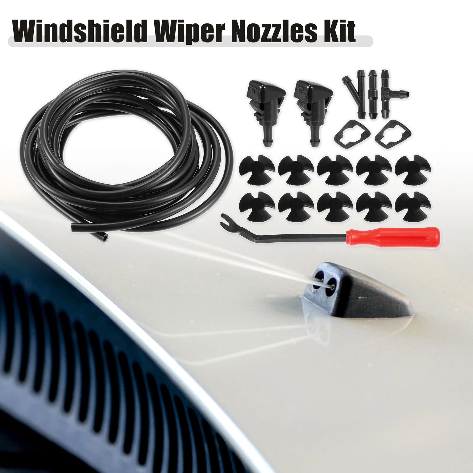 Windshield Washer Nozzle Kit Front Set with 5M Hose for Dodge Ram (2009–2022)