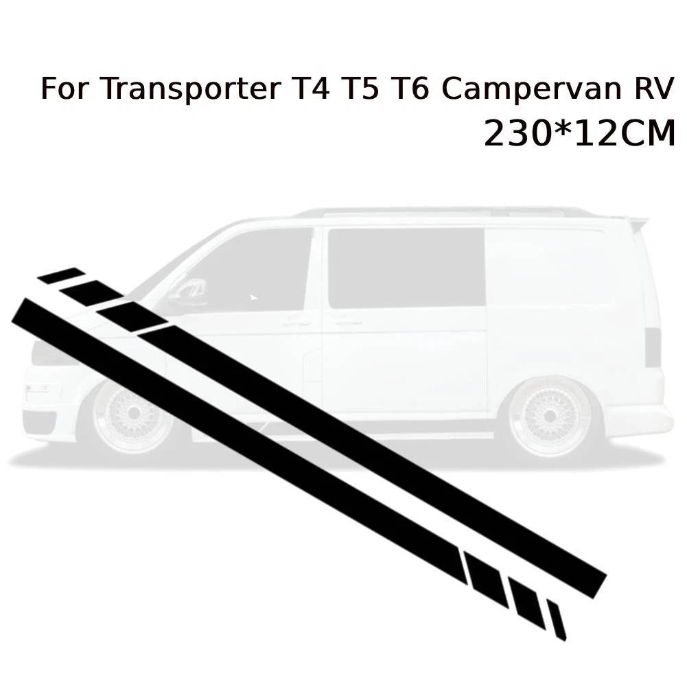 2X Side Stripes Stickers for Campervan Black Decals