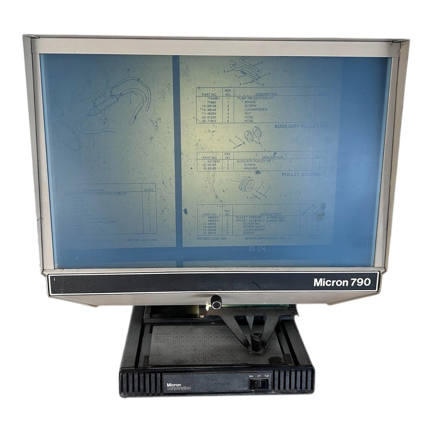 Micron 790 Microfiche Reader Projector for Vintage Models (Tested)
