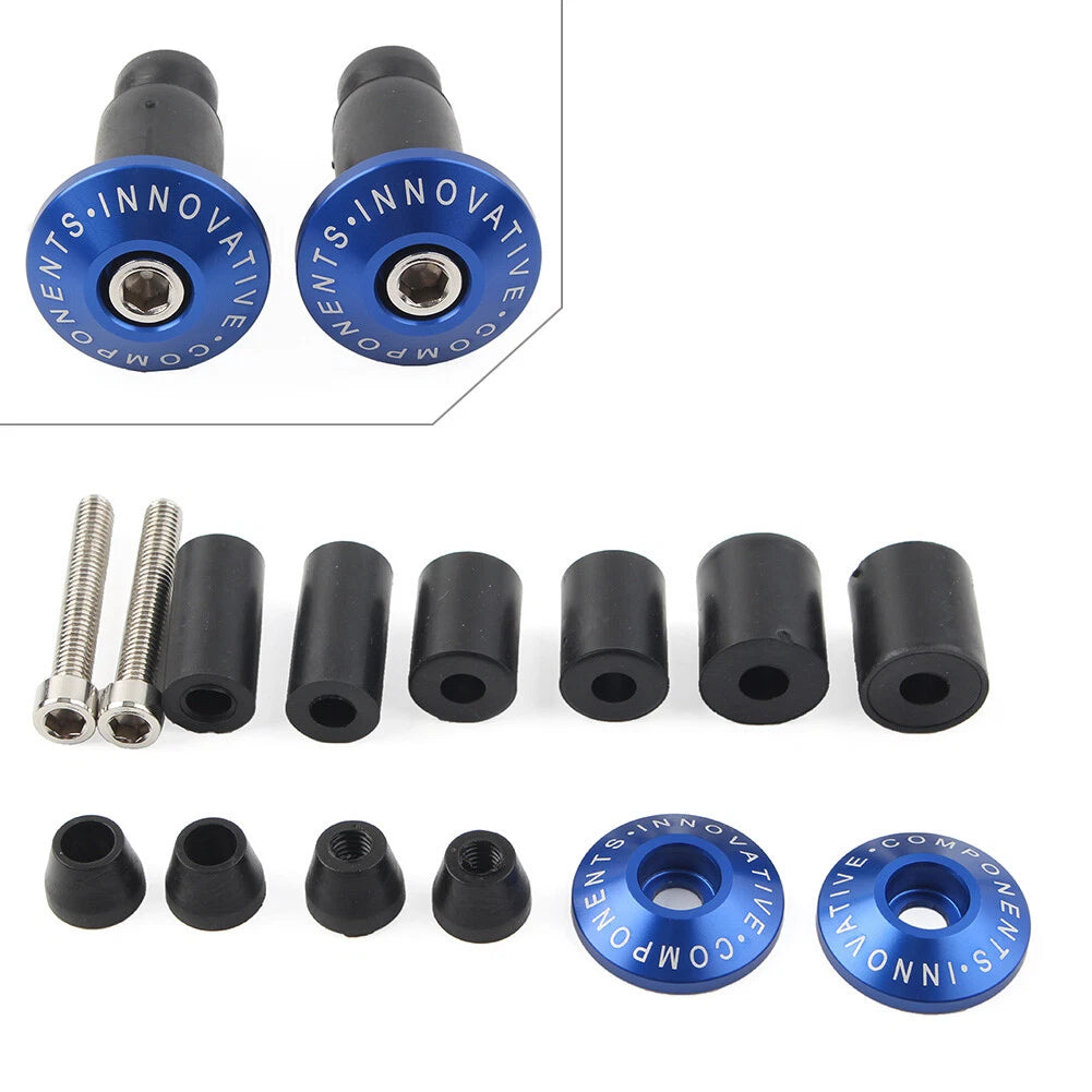 2X Handle Bar End Cap Plugs for Motorcycle (7/8'', Blue)