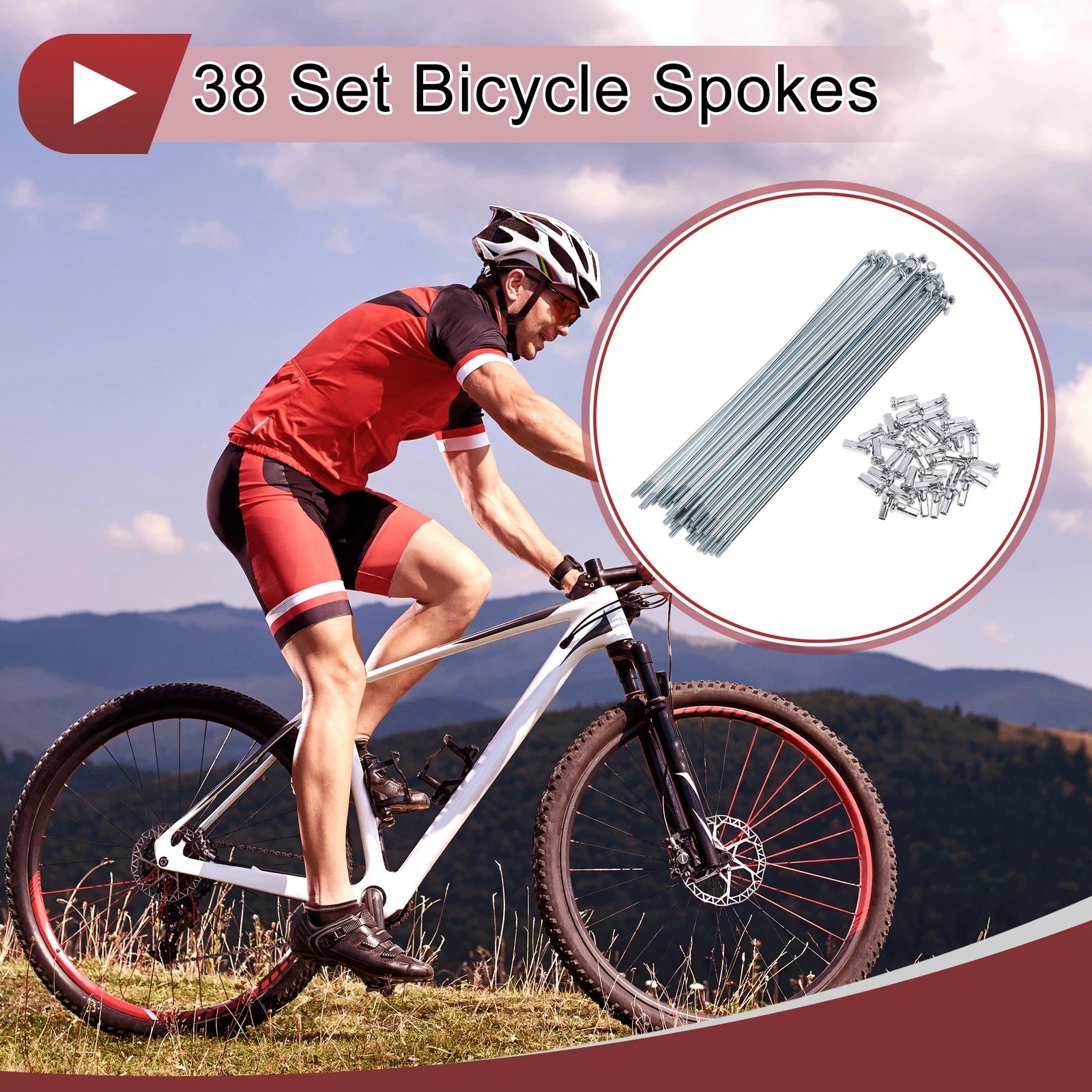 Bicycle Spokes 170mm Carbon Steel Galvanized for 12G Wheel Replacement