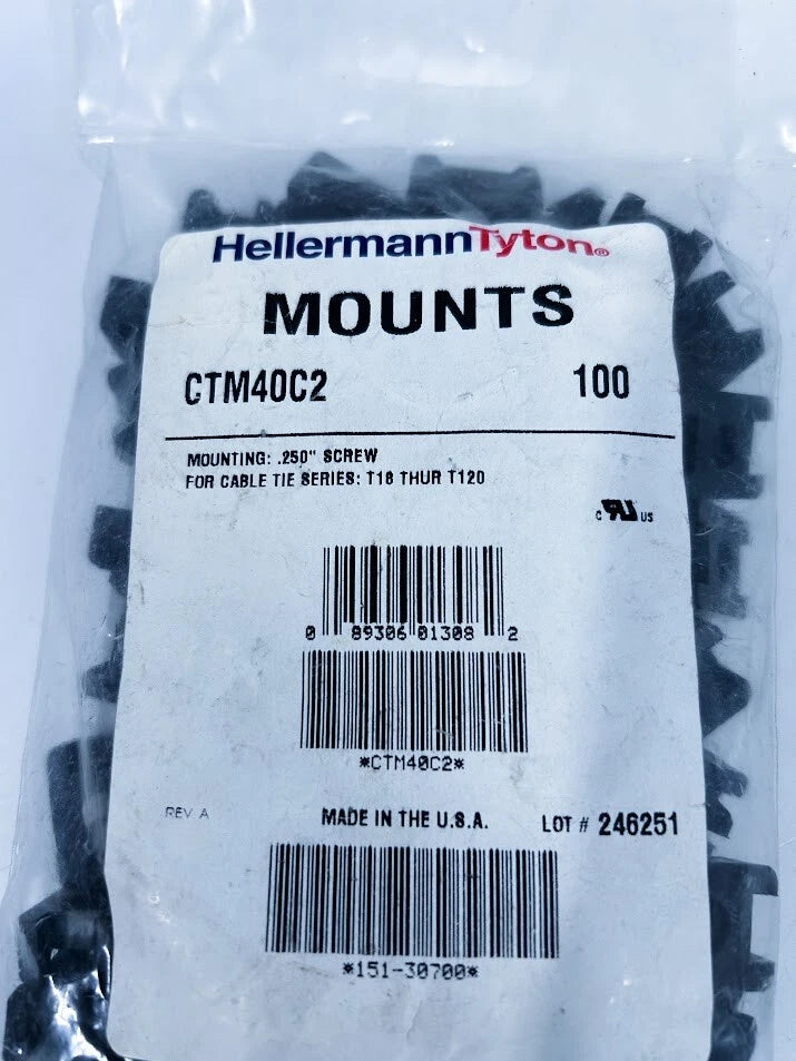 100 Pack Screw Mounts for Hellermann Tyton CTM40C2