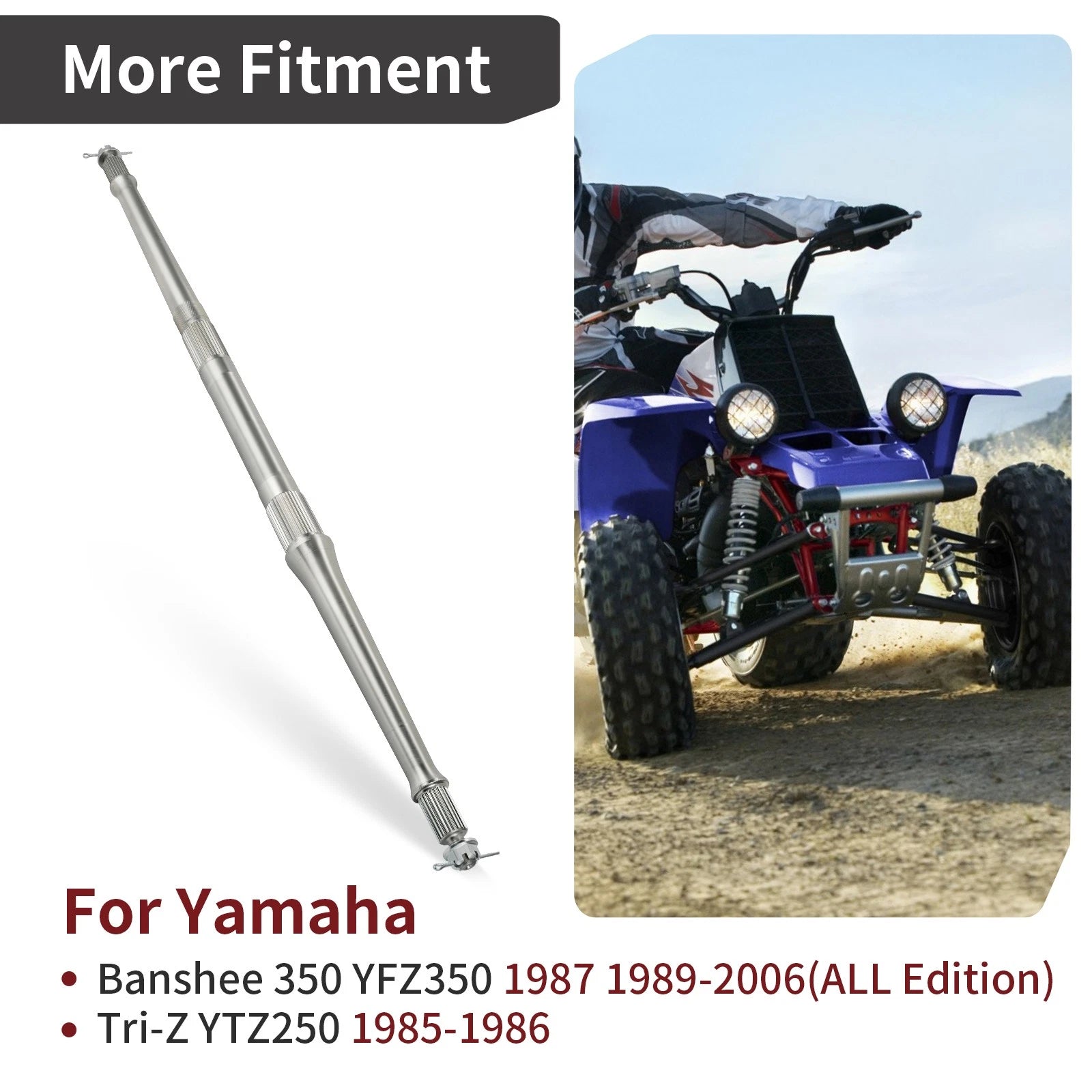 Rear Axle Shaft & Nut for Yamaha Tri-Z YTZ250 Banshee 350 YFZ350 (1985–2006)