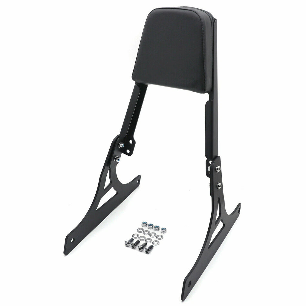 Black Flame Backrest Sissy Bar with Leather Pad for Harley Softail (2000–2017)