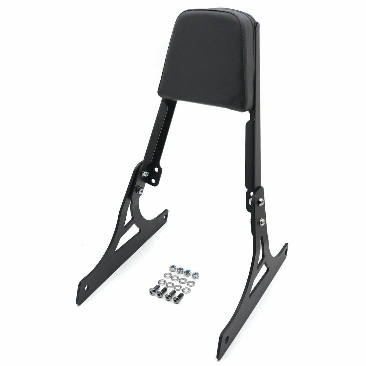 Black Flame Backrest Sissy Bar with Leather Pad for Harley Softail (2000–2017)