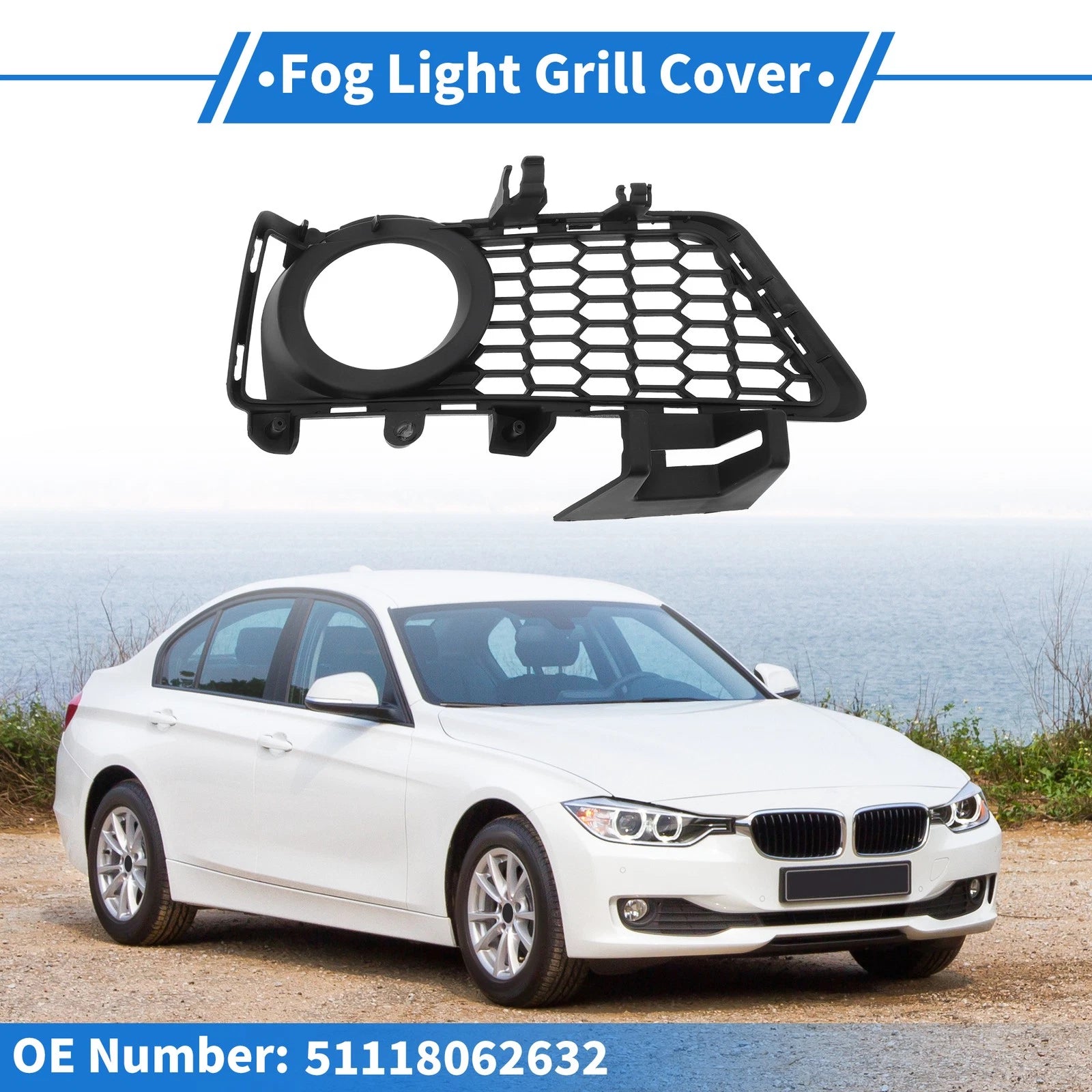 Front Right Fog Light Grille Replacement for BMW 3 Series (2012–2018)