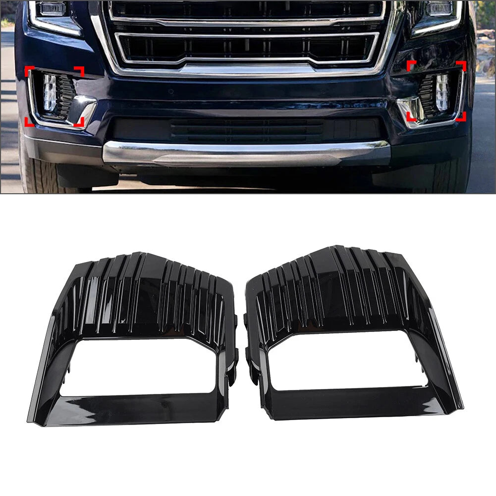 1 Pair Front Bumper Fog Light Grille Covers For GMC Yukon 2021-2024