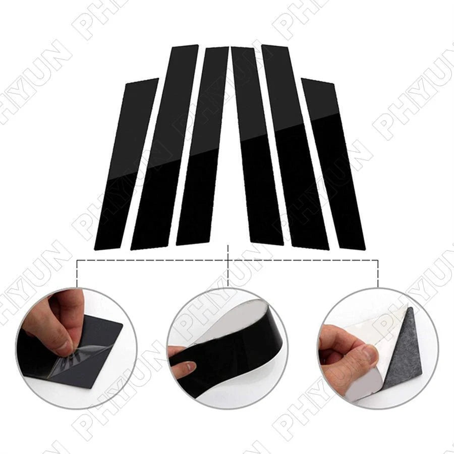 6Pcs/Set Glossy Black Pillar Posts Door Trim Cover For Honda CR-V CRV 2007-2011