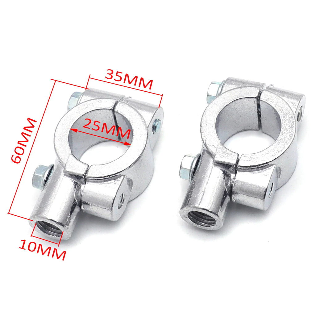 Chrome 1" 25mm Handlebar Mirror Thread Mount Clamp for Motorcycle