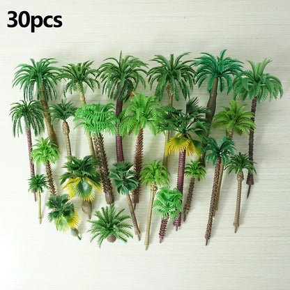 30 Mixed Model Coconut Palm Trees for DIY Park Scenery Layout