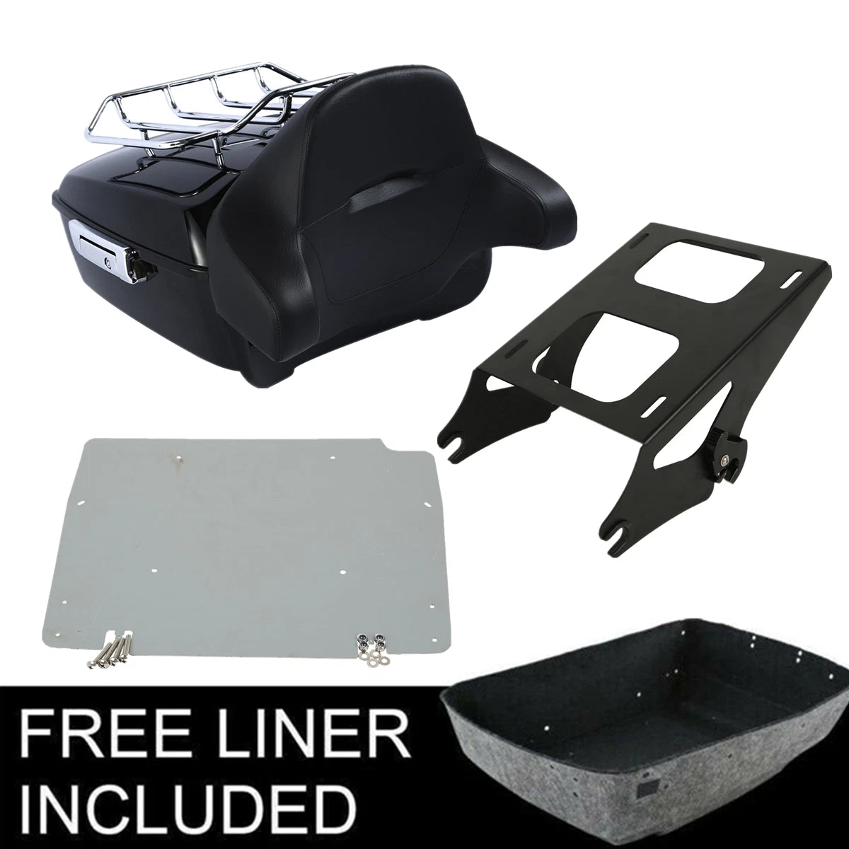 Trunk Backrest Pad Rack Mount Plate for Harley Touring Glide (2014–2023)