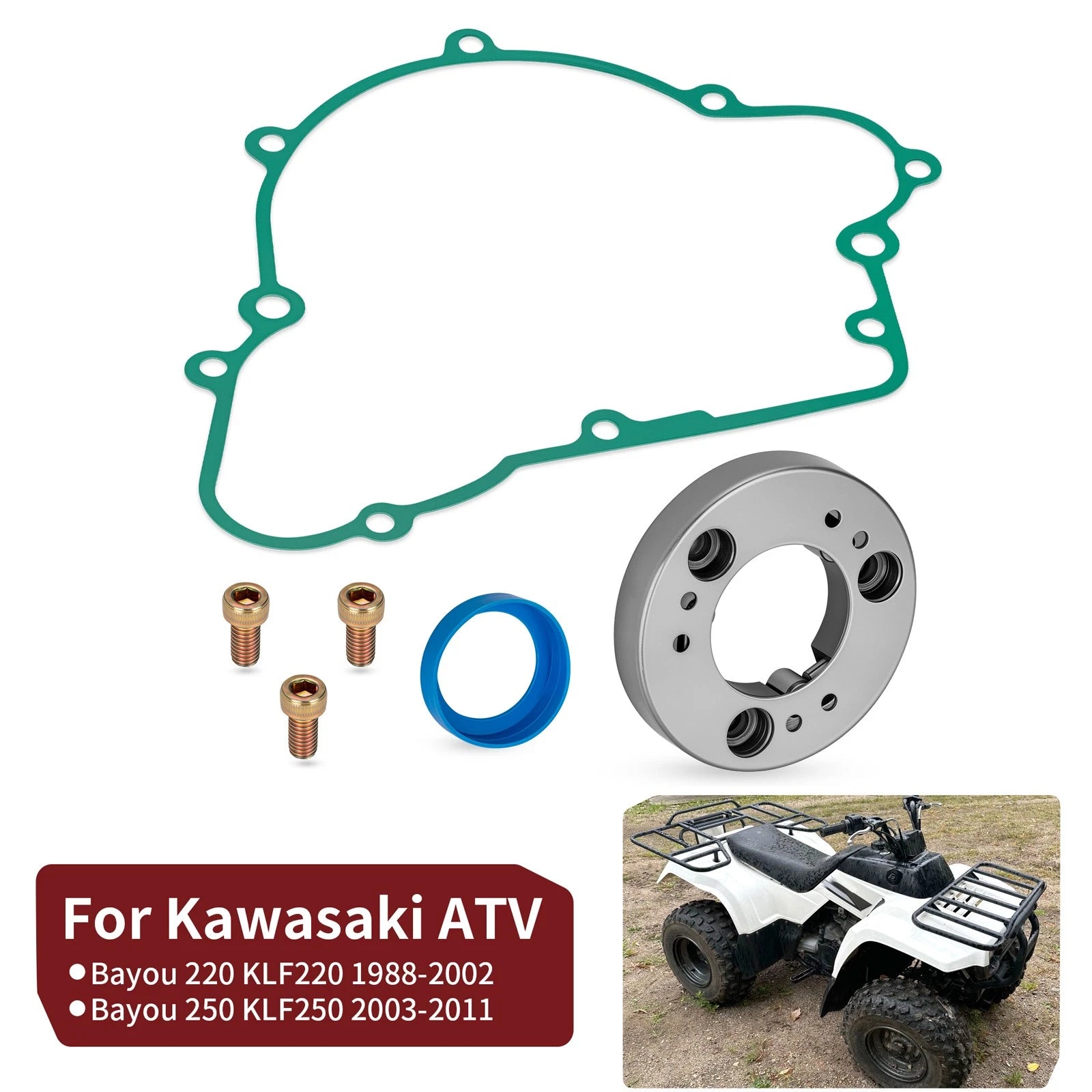 Starter Clutch One Way Bearing Gasket Bolt for Kawasaki Bayou 220 250 (1993–2004) 13193-1002