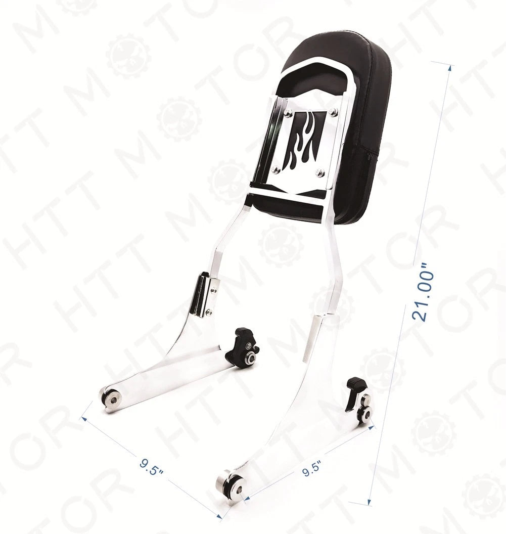 Flame Detachable Backrest Sissy Bar Chrome for Harley FXST FXSTB FXSTS (2000–Present)