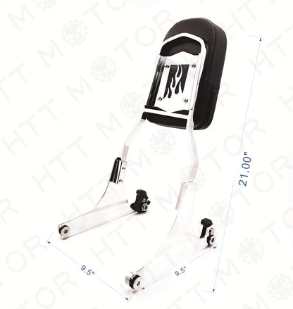Flame Detachable Backrest Sissy Bar Chrome for Harley FXST FXSTB FXSTS (2000–Present)