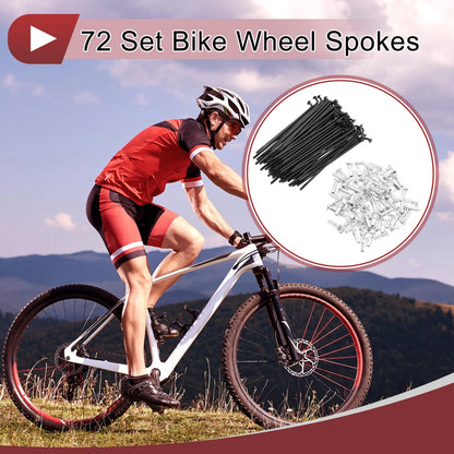 Bike Wheel Spokes Set 73mm Carbon Steel Black for 14G Bicycle (—)