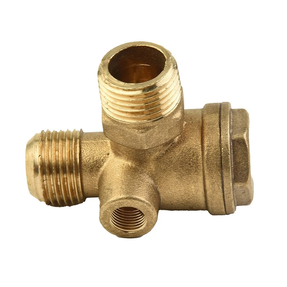 1X 3 Port Brass Male Threaded Check Valve for Air Compressor