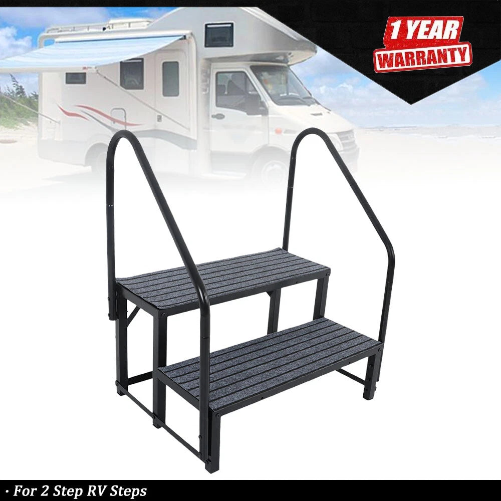 2 Step RV Stairs for RVs (660 lbs Load Capacity) with Handrail