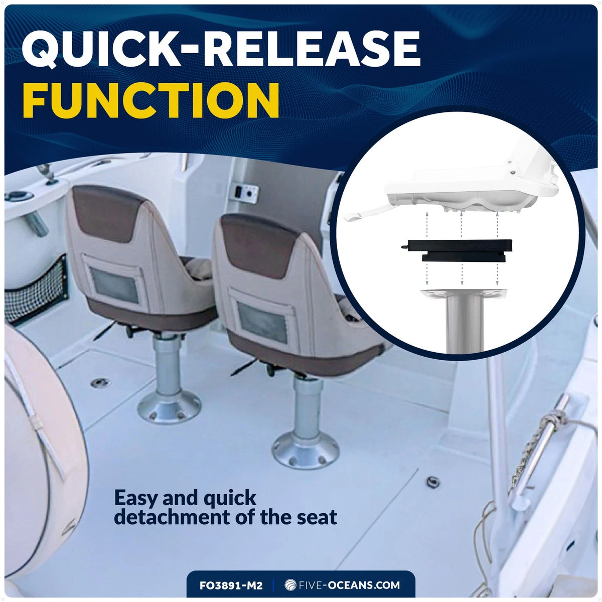 2X Quick-Release Seat Swivel Mount Bracket for Marine Boat (FO3891-M2)