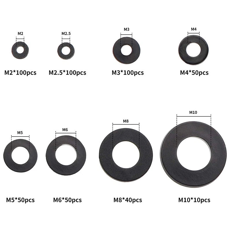 500 Pcs Plastic Flat Washers for Industrial Fixings (Corrosion-Free)