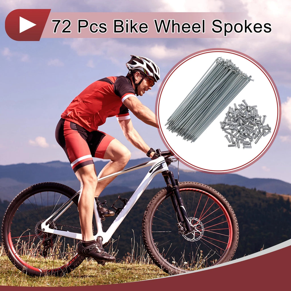 Set 14G Bicycle Spokes 143mm Carbon Steel Galvanized for 72 Wheels
