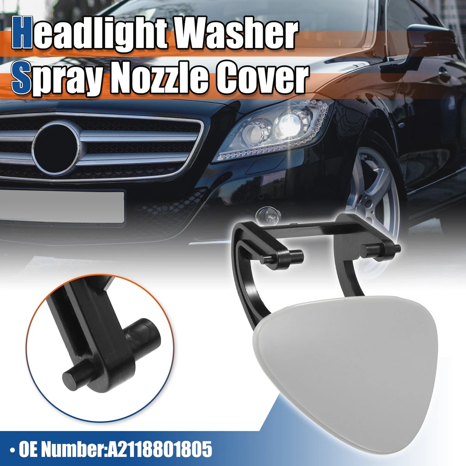 Headlight Washer Spray Nozzle Front Right for Mercedes-Benz E-Class (2010–2019)