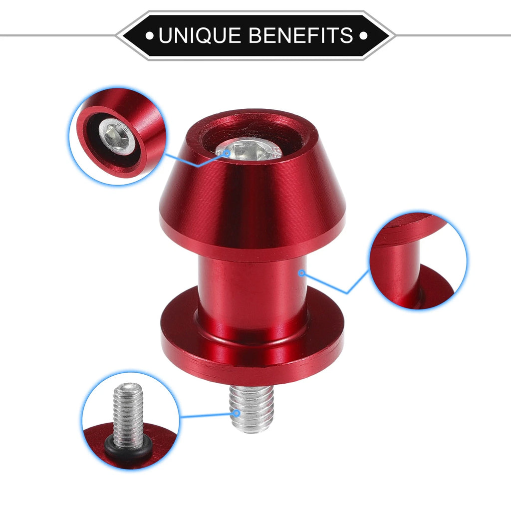 Motorbike Swingarm Spools 6mm CNC Replacement for Red for Universal (Any Year)