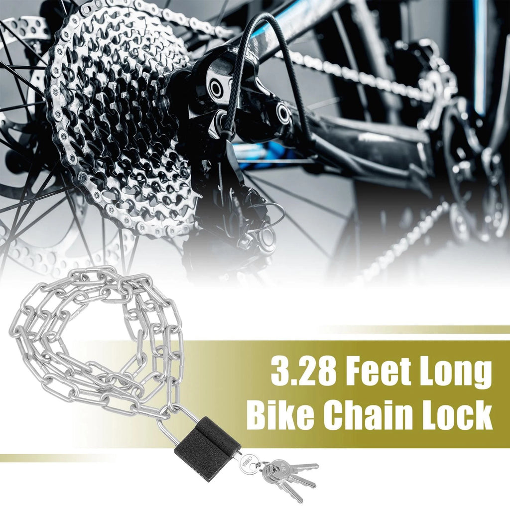 Security Bike Chain Bicycle Lock for Motorbike Padlock (3.28 ft) (—)