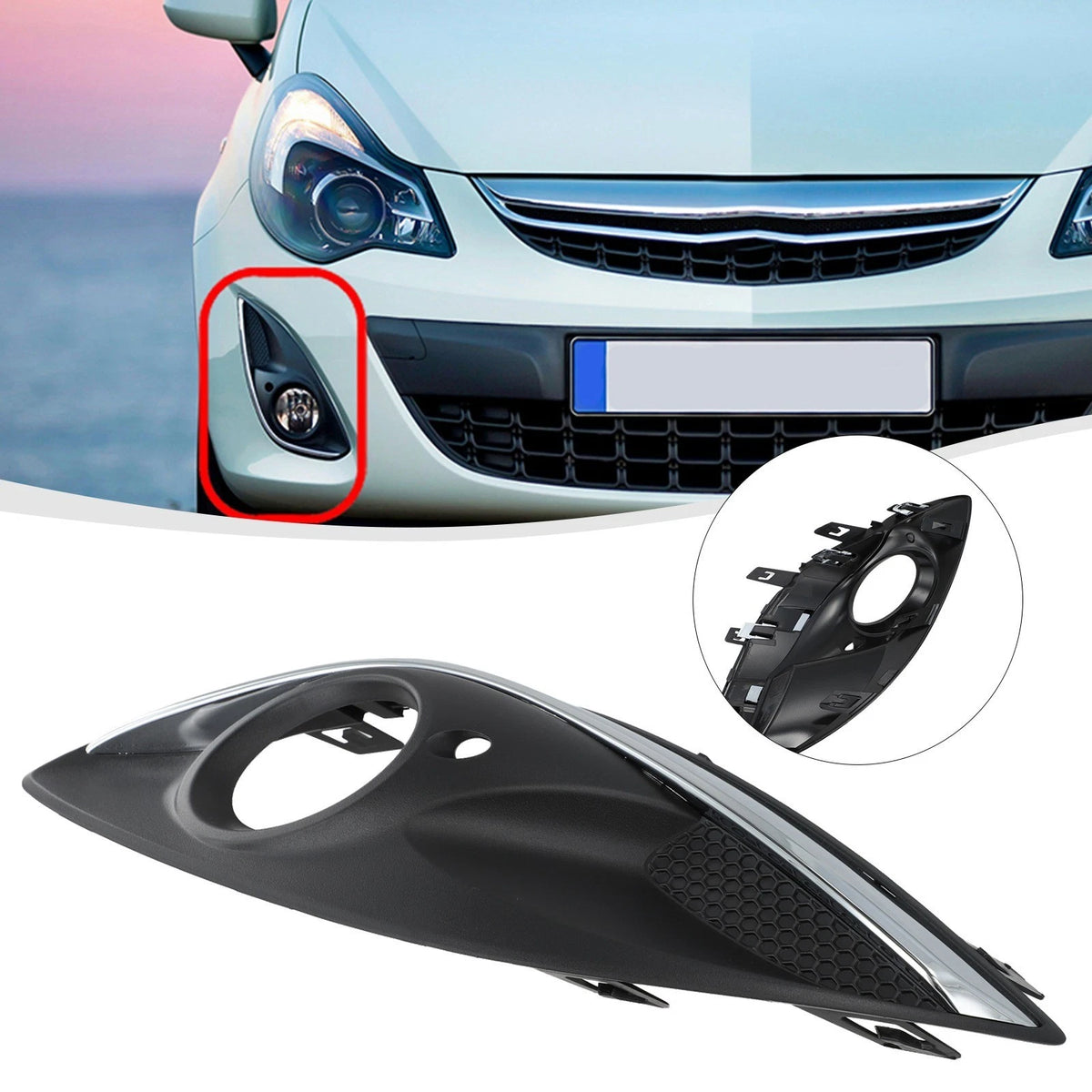Fog Lamp Frame for Vauxhall Corsa D Right Side (2006–2014) Black ABS