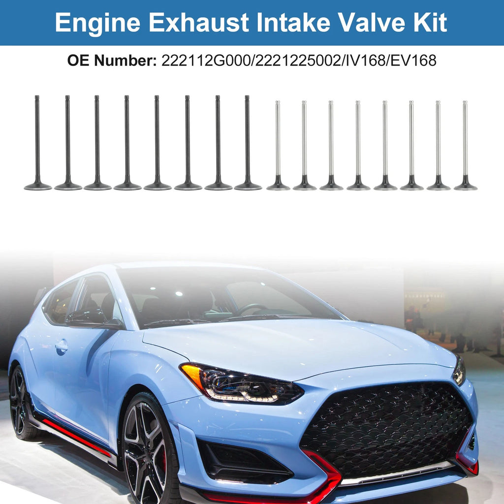 Intake Exhaust Valves Kit 16pc Replacement for Hyundai Santa Fe (2010–2018)