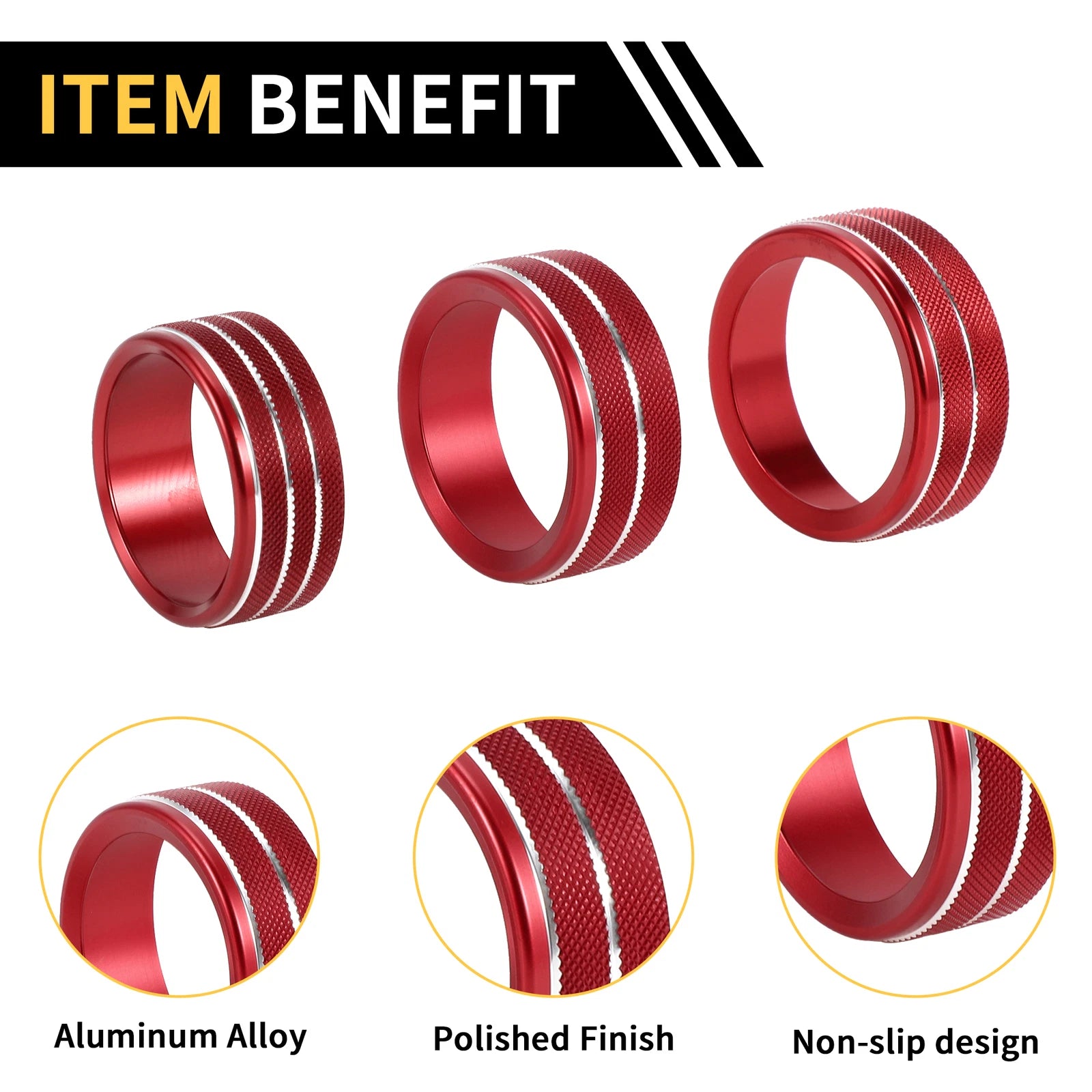 Headlight Switch Knob Cover Ring for Jeep Gladiator JT (2019–2023) Red