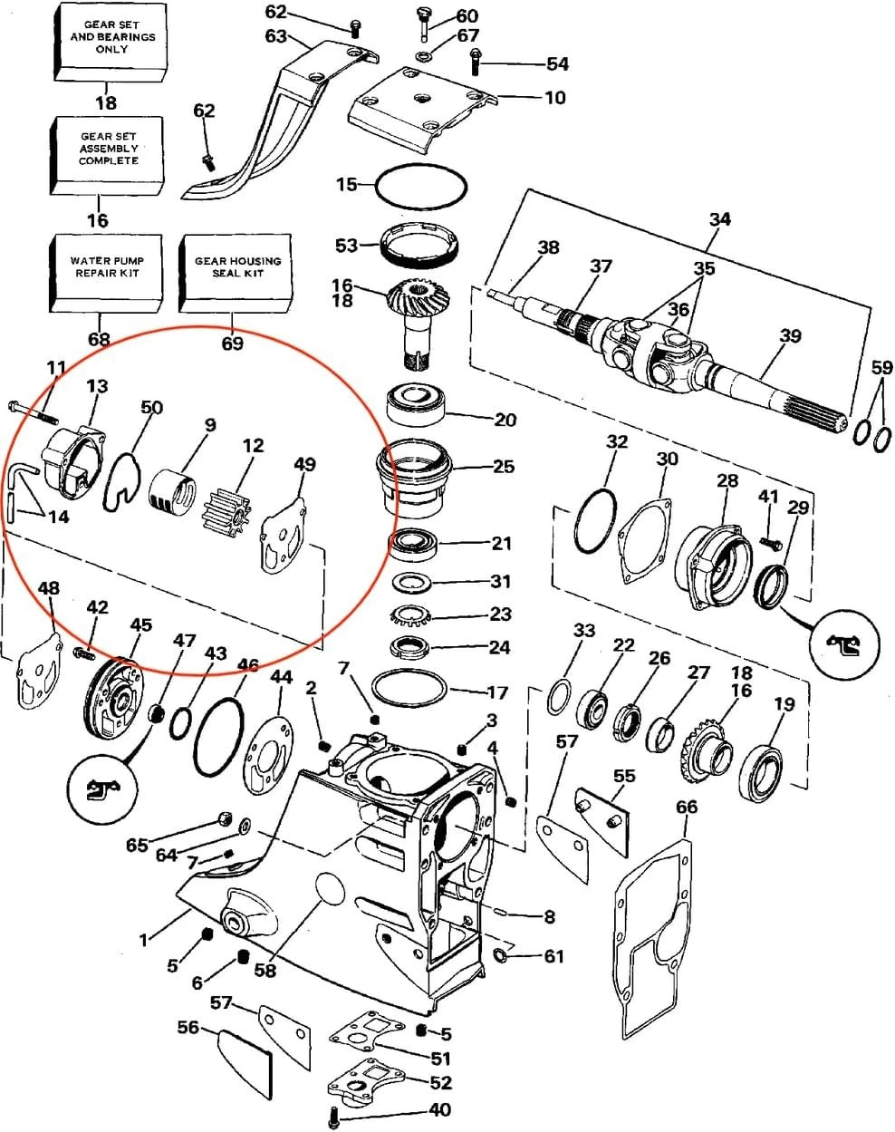 Water Pump Kit for OMC Cobra (1986–1993) Replaces 984461, 983895, 18-3348