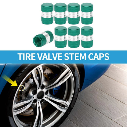Tire Valve Stem Caps Replacement Green 10x16mm for Car SUV RV Bike (8pcs)