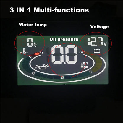 3 in 1 Car Digital Gauge Voltmeter Oil Pressure Water Temp Voltage Meter 1/8 NPT