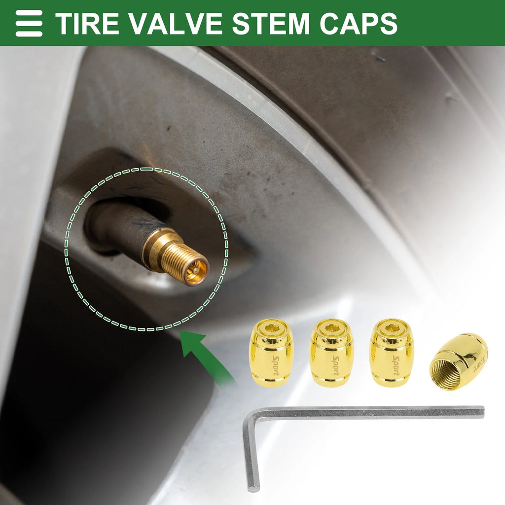 Tire Valve Stem Caps Dust Covers Gold Tone for Bicycle 1 Set (Qty 1)