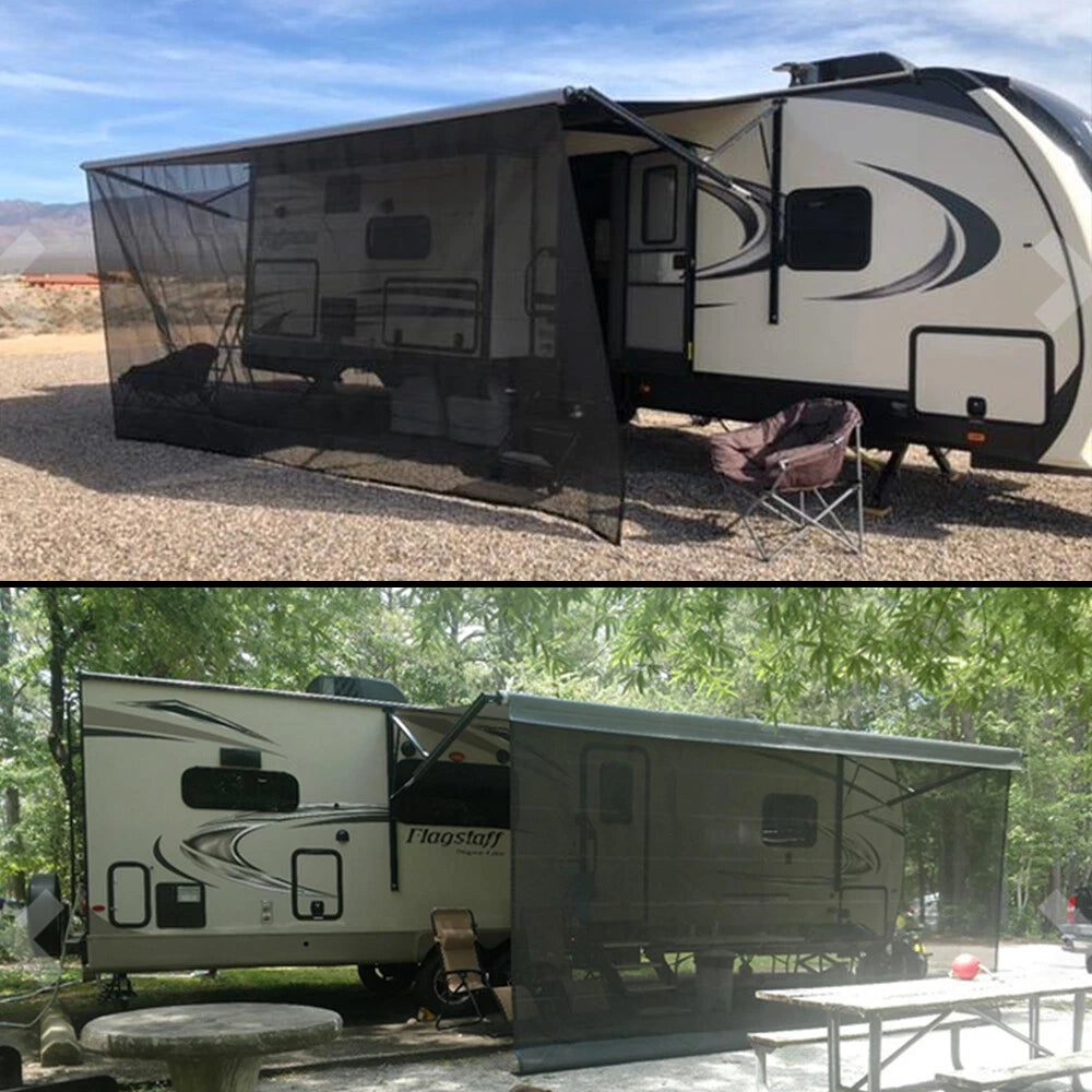 RV Awning Sun Shade Screen for RVs (11''-20'') Black Mesh