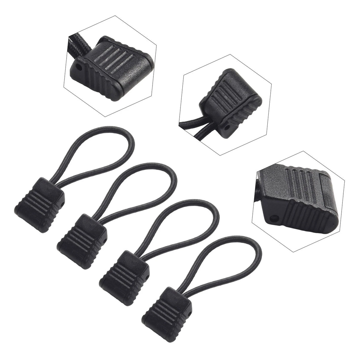 Set of 4 Hose Clips for Scuba Diving 6.5cm Black Elastic Bungee Rope