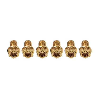 Set of 6 Titanium M8x30mm Torx Head Flange Bolts for Motorcycle
