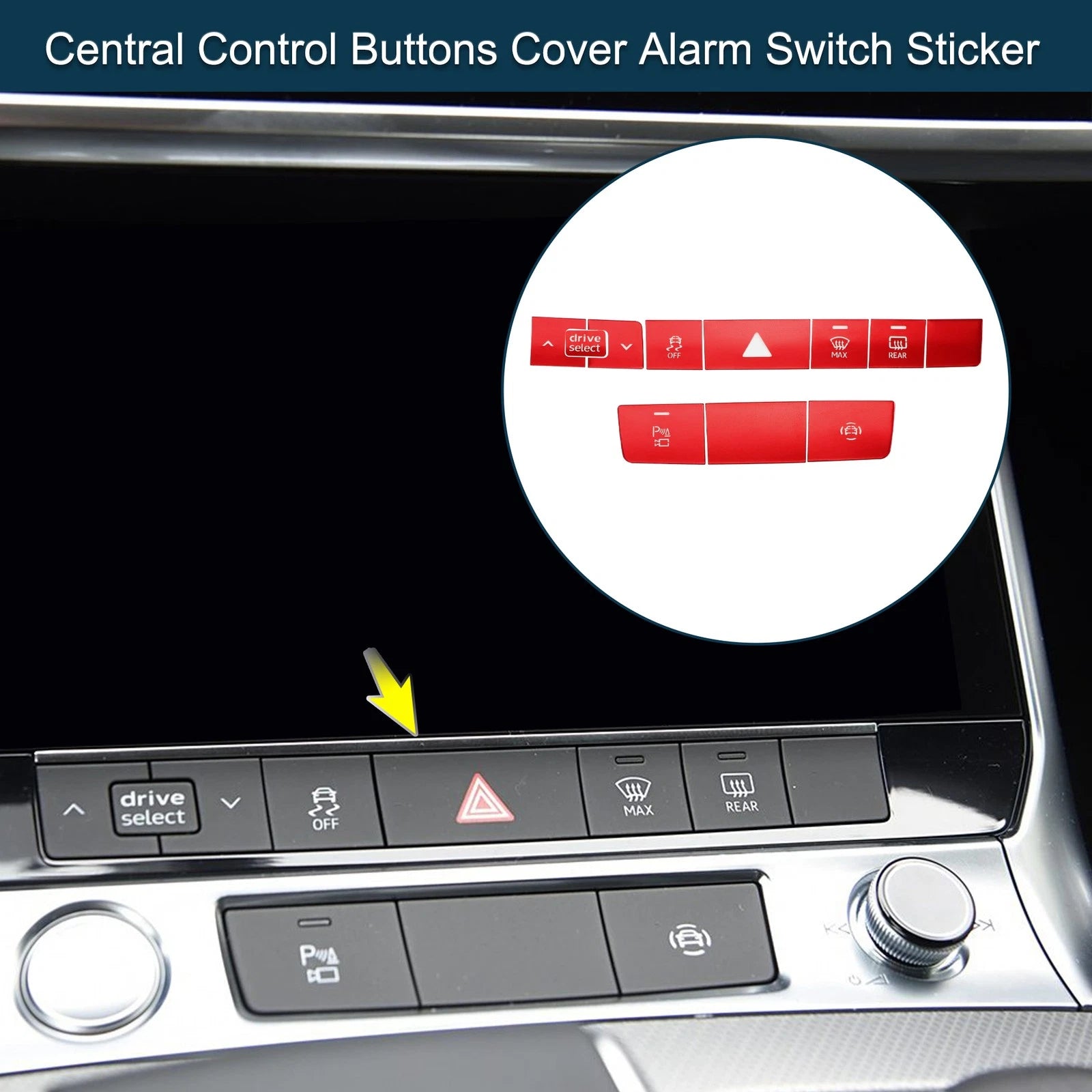 Central Control Buttons Cover for Audi A6 A7 (2019–2024) Red Alarm Switch
