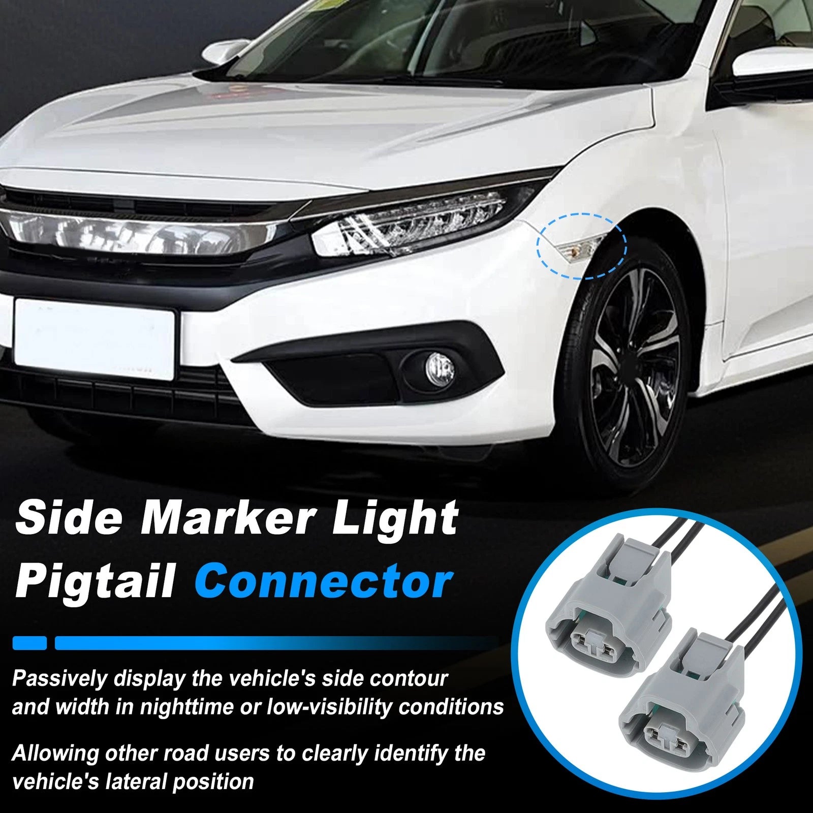 Side Marker Light Connector Pigtail for Honda Civic (2016–2021)