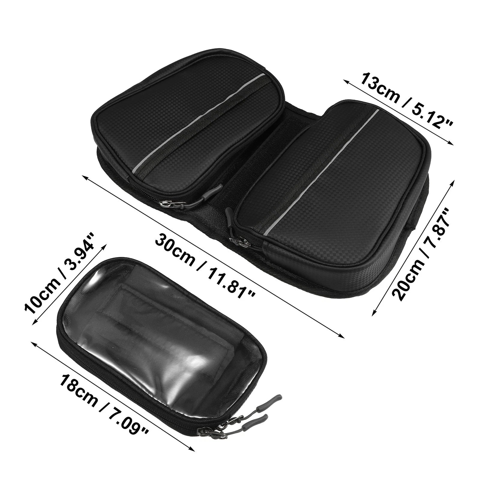 Front Frame Bag Replacement Storage Bag with Touch Screen Holder for Bicycle Black