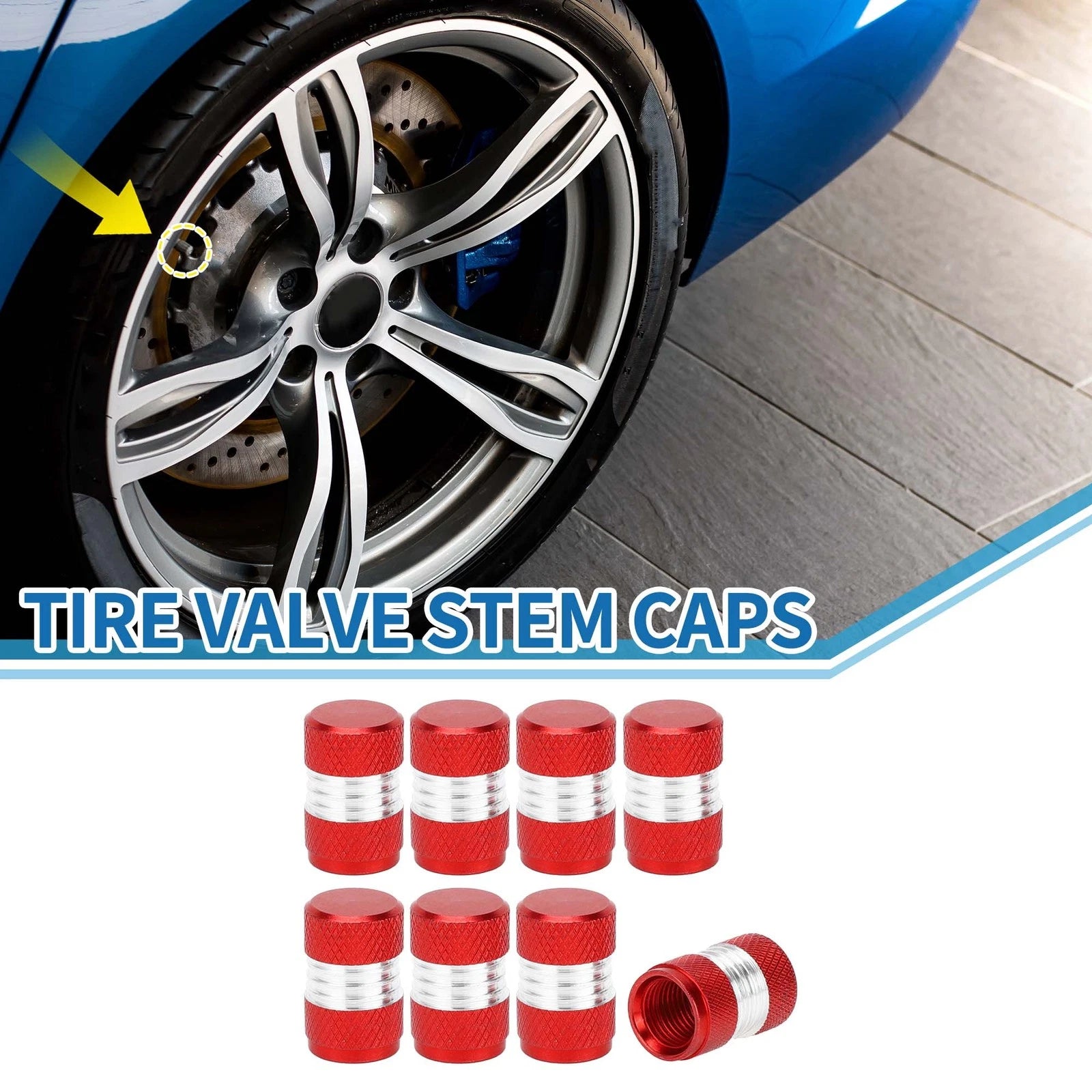 Valve Stem Caps 10x16mm Replacement for Car SUV Bike RV (8 Pack)