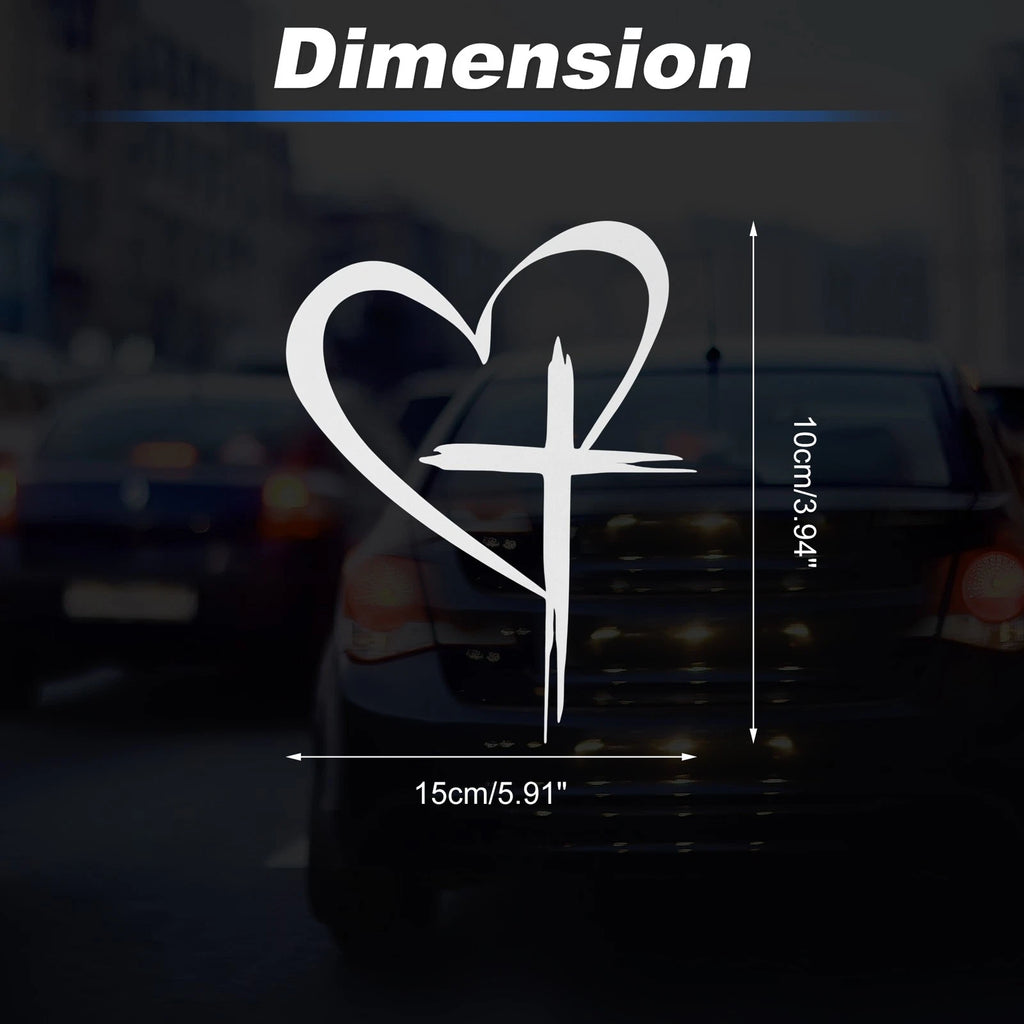 Reflective Bumper Decal for - Silver Tone Cross