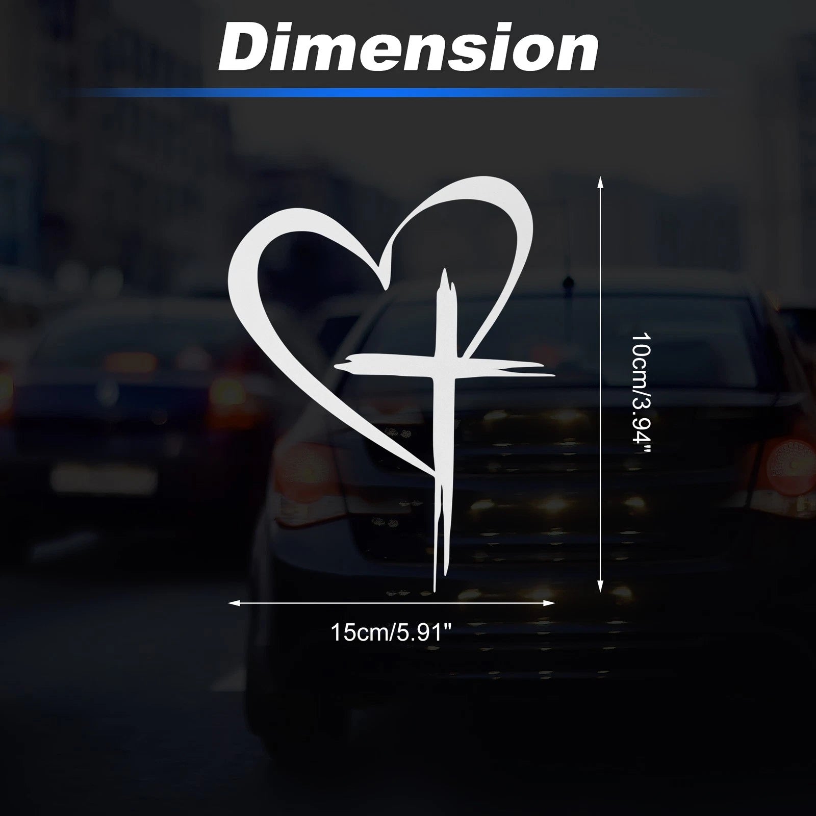 Reflective Bumper Decal for - Silver Tone Cross