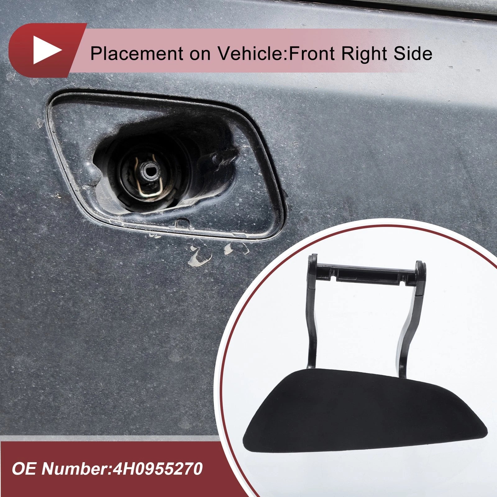 Washer Nozzle Cover Cap Front Right for Audi A8 (2009–2014) Unpainted