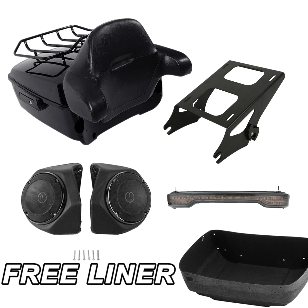 Trunk Mount Light Speakers for Harley Touring (2014–2025) - Black