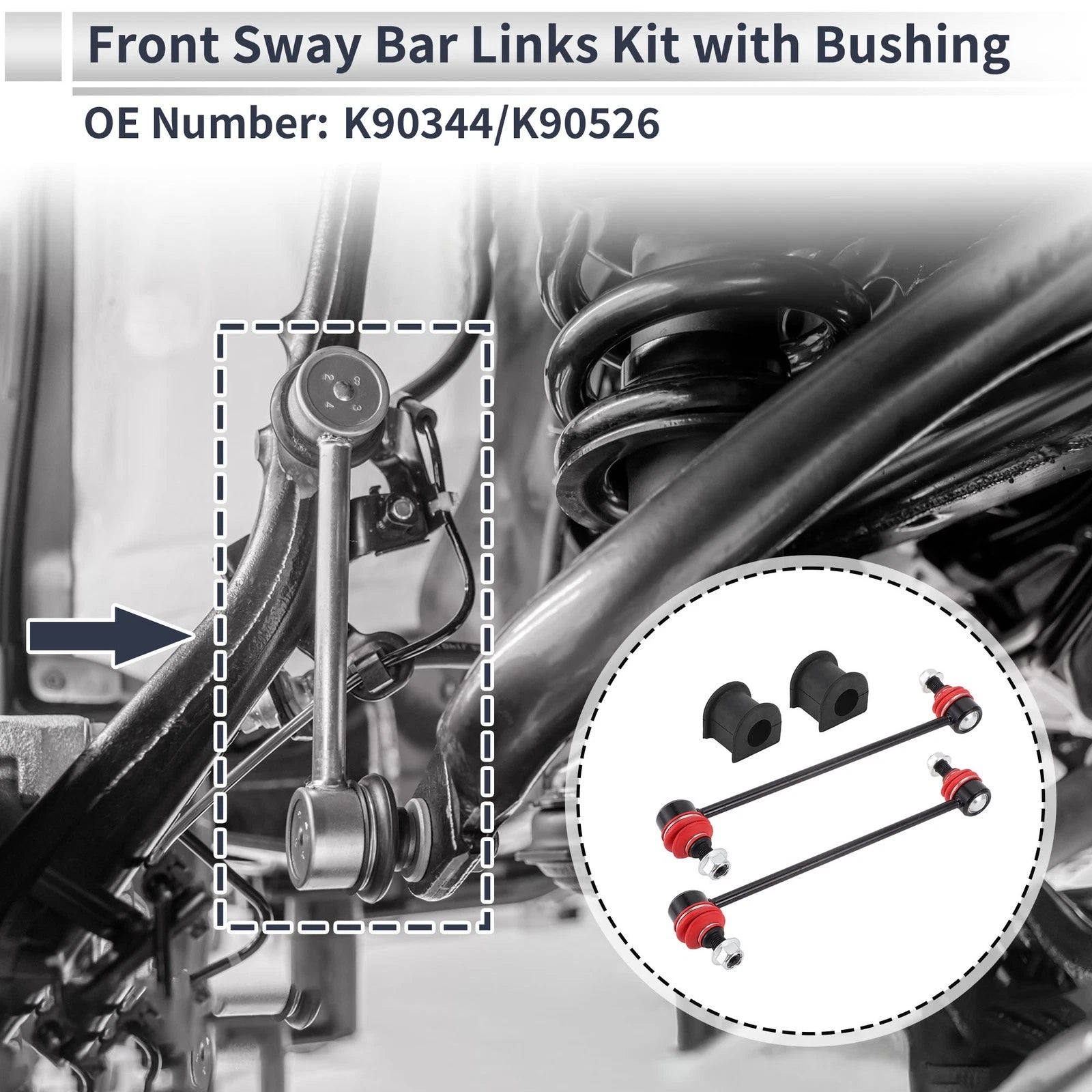 Front Stabilizer Bar Links with 2 Pcs Bushings for Toyota Solara (2004–2008)