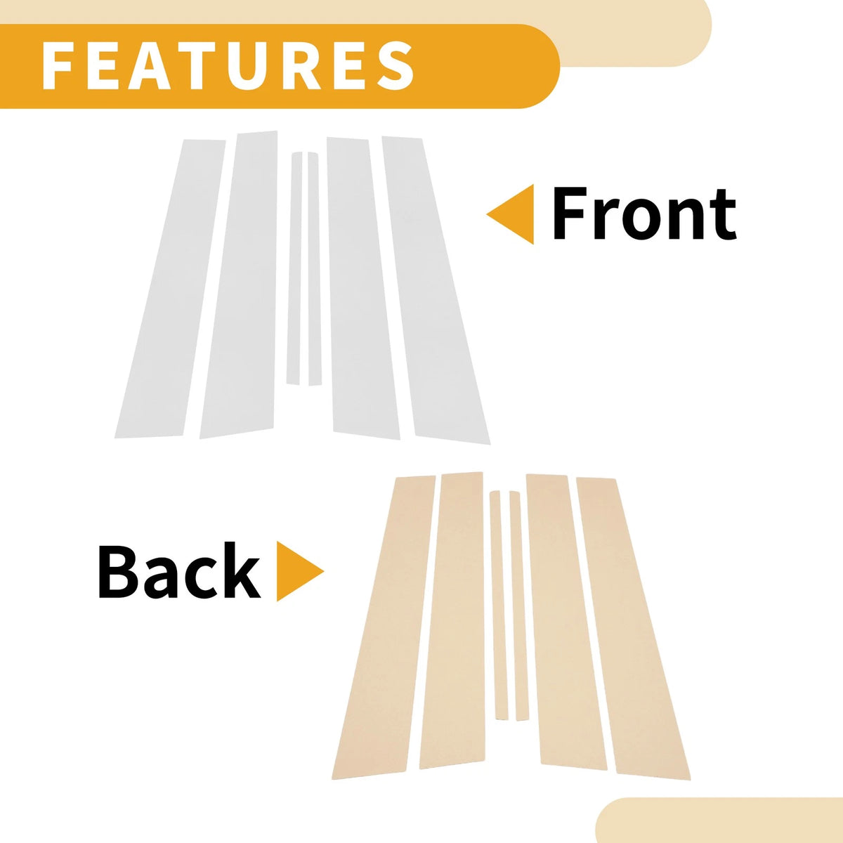 Door Pillar Window Trim Chrome Silver Set of 6 for Lexus CT200 (2011–2017)