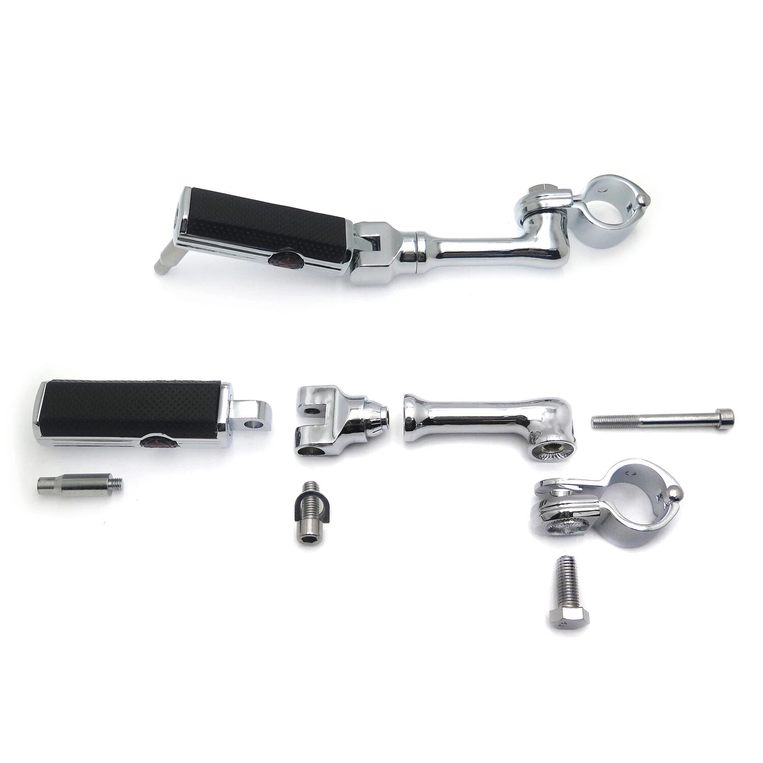 Chrome Gear Skull Footpeg Mount Kit for 1.25" Engine Guard (Defiance)