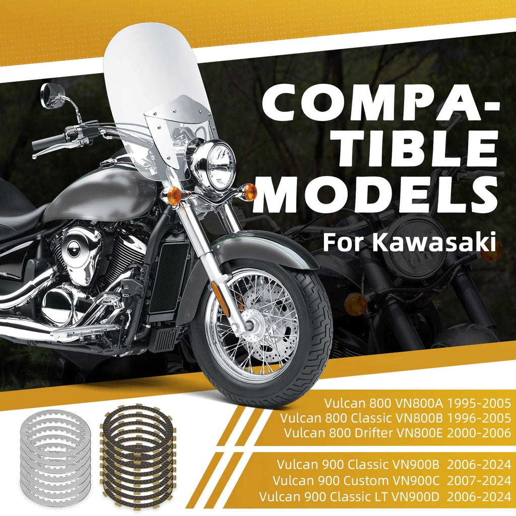 Clutch Friction Steel Plates & Gasket Oil Filter for Kawasaki Vulcan VN800 VN900 (1996–2009)