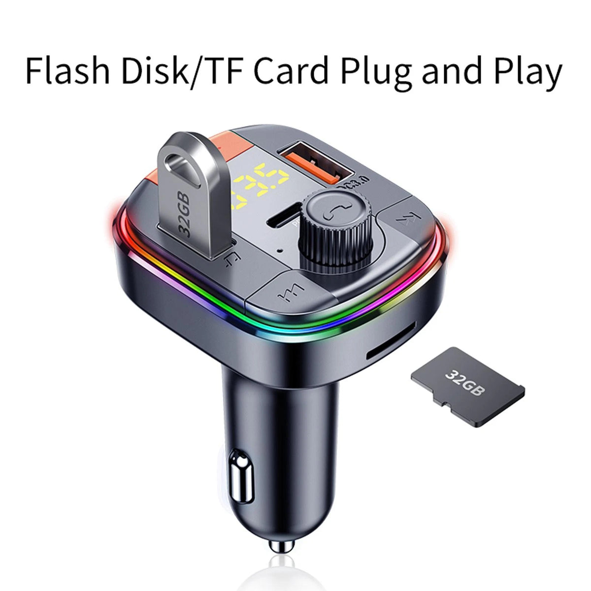 Bluetooth FM Transmitter Car MP3 Player with 2 USB Ports for Universal Use (12-24V)